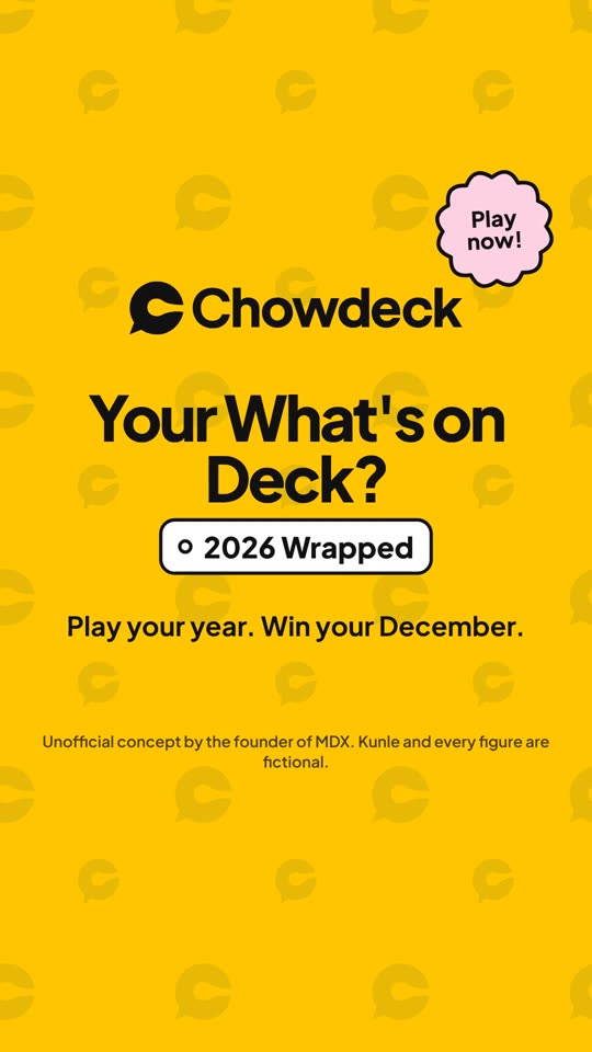 Yellow end card: Your What's on Deck? 2026 Wrapped. Play your year. Win your December.